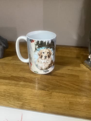 Customer photo review of Custom Pet Photo Winter Snowy Christmas Personalized Mug Gift For Pet Lover