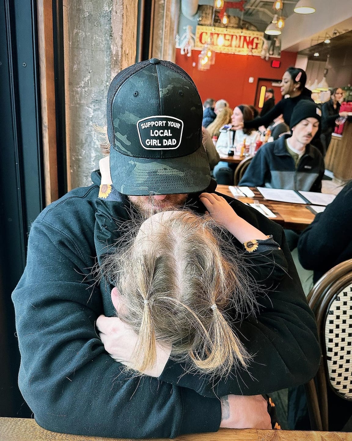 Customer photo review of Support Your Local Girl Dad FLEXFIT Patch Hat (Multicam Blackl)