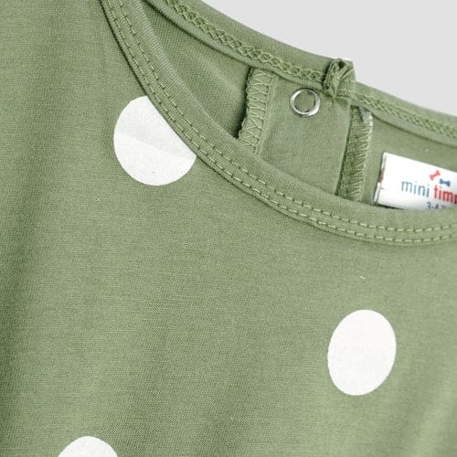 Customer photo review of Girls Fashion All Over Polka Dots Printed Olive Green Soft Cotton Frill Jumpsuit