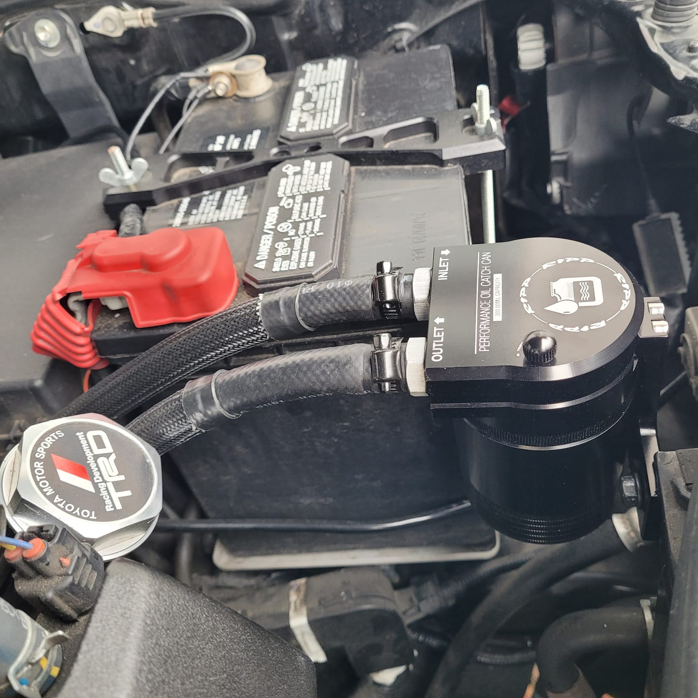 Customer photo review of 2016+ 3.5L V6 Toyota Tacoma Catch Can Kit
