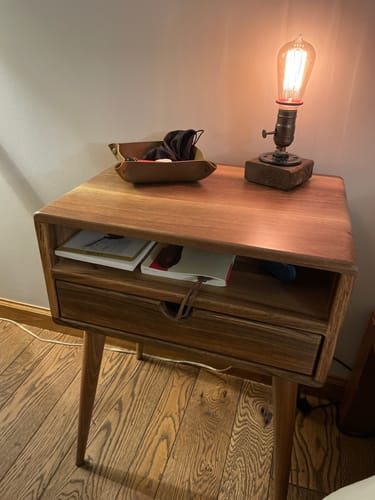 Customer photo review of Mid Century Nightstand Set of 2 - Bedside Table with Drawer and Shelf