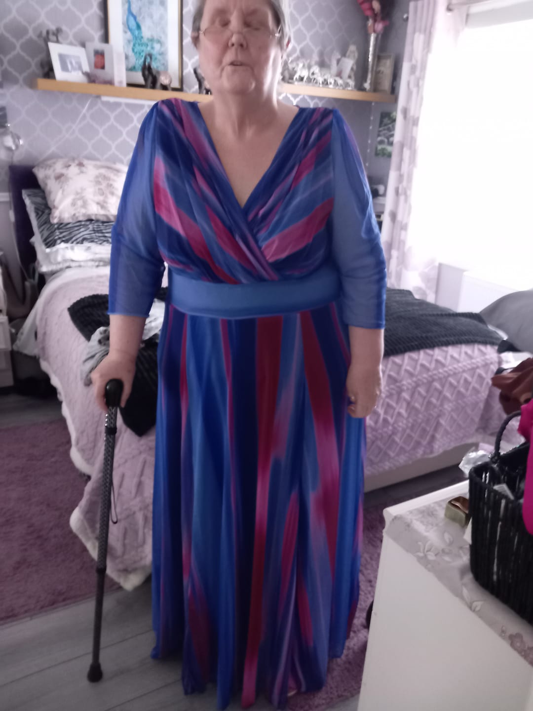 Customer photo review of Verity Blue Ikat Print Maxi Gown