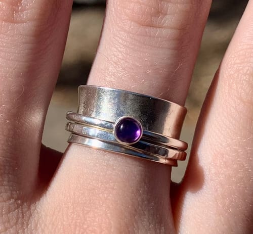 Customer photo review of Sterling Silver and Amethyst Anxiety Ring