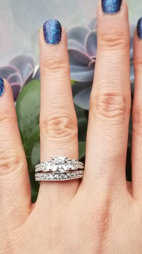 Customer photo review of 3-Stone 1.5ct Cushion CZ Ring in Sterling Silver