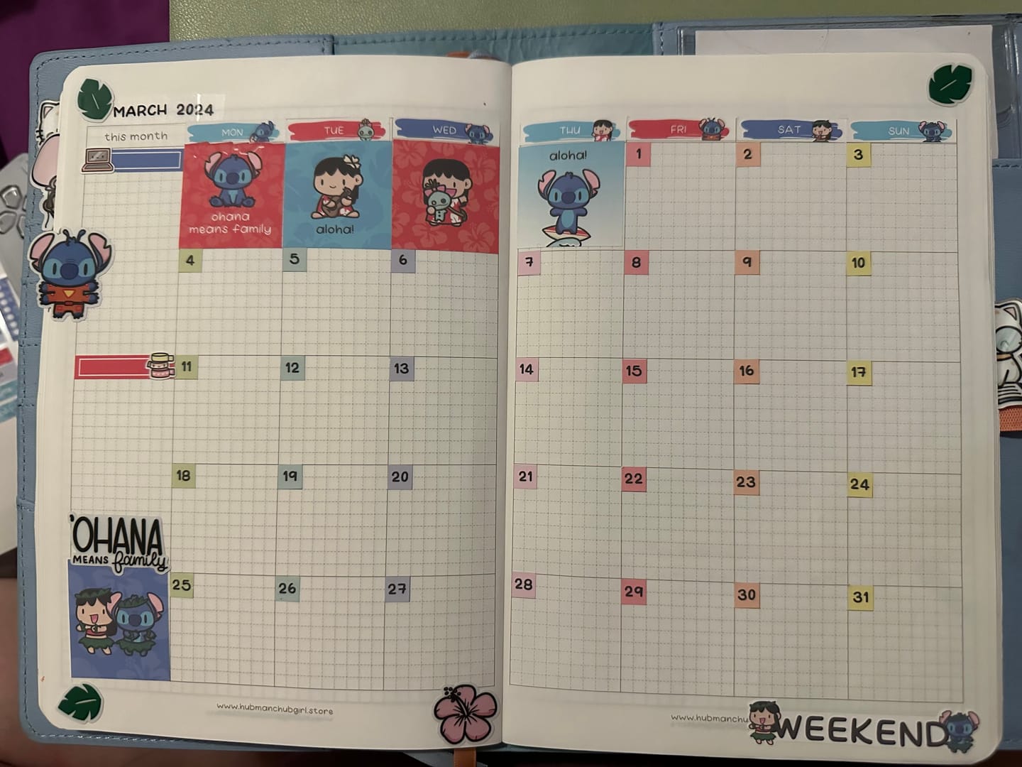 Customer photo review of Rainbow Unicorns Theme Hobonichi Cousin Monthly Kit