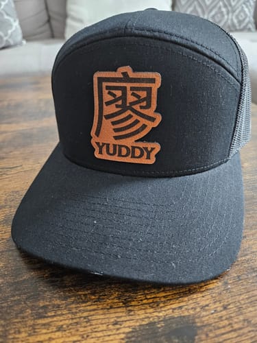 Customer photo review of Flat Bill Seven-Panel Leather Patch Hat - Richardson 168