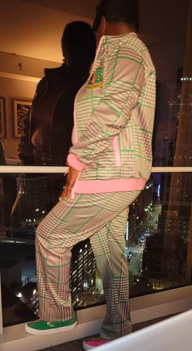 Customer photo review of AKA Houndstooth Track pants