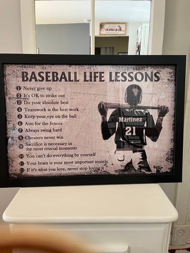 Customer photo review of Personalized Baseball Life Lessons Customized Poster