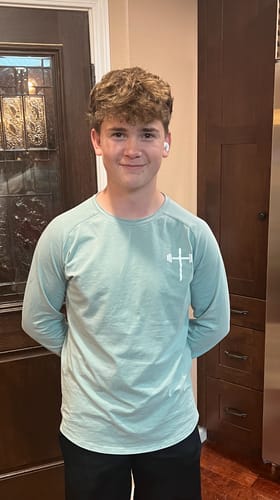 Customer photo review of Long Sleeve Performance Tee - Maroon