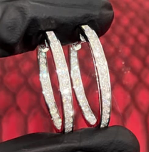 Customer photo review of Womens 2.1 CTW Moissanite Medium Hoop Earrings