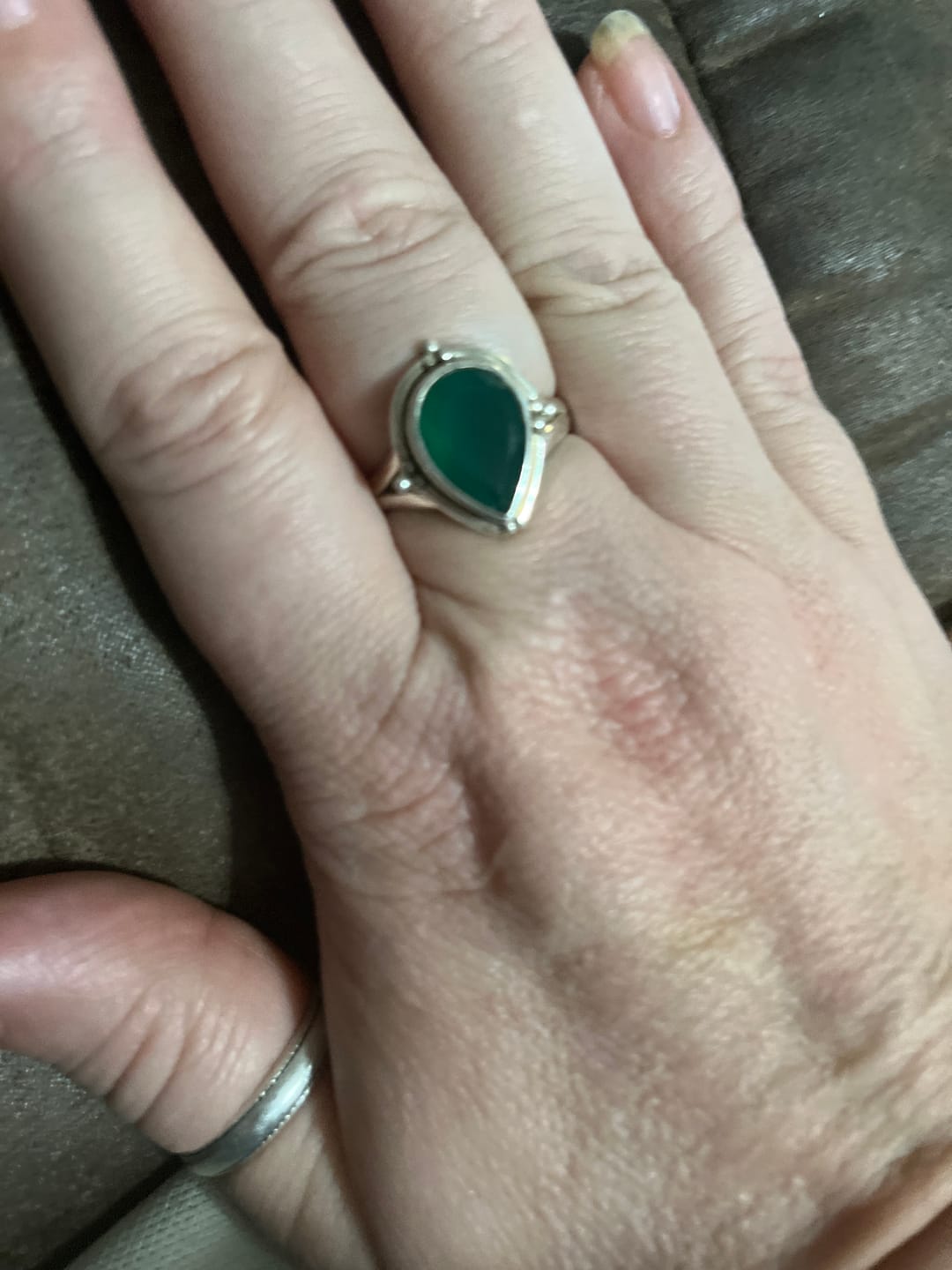 Customer photo review of Teardrop Green Onyx Ring