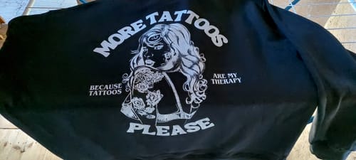 Customer photo review of More Tattoos please  - Heavy Oversized Backprint Hoodie