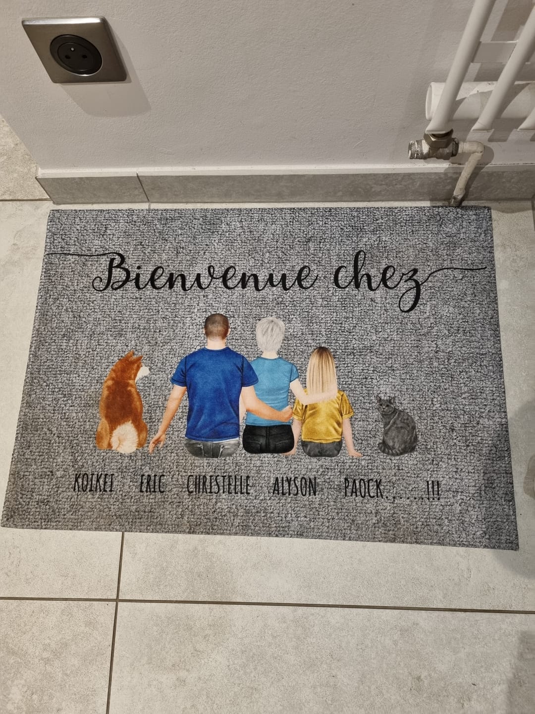 Customer photo review of Famille - Paillasson personnalisé