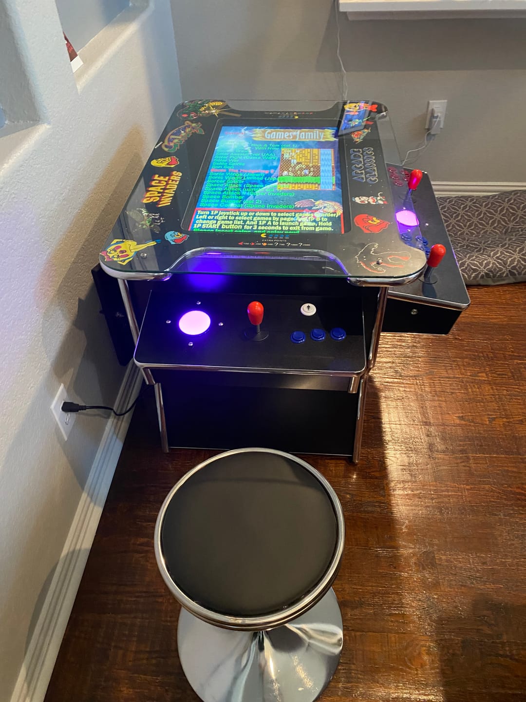 Customer photo review of Cocktail Arcade Machine 3505 Games  Tilt Up Black Lift Up Retro Multi-cade Table