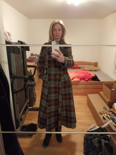 Customer photo review of Plaid Wool Coat, Vintage inspired Long wool coat 4510