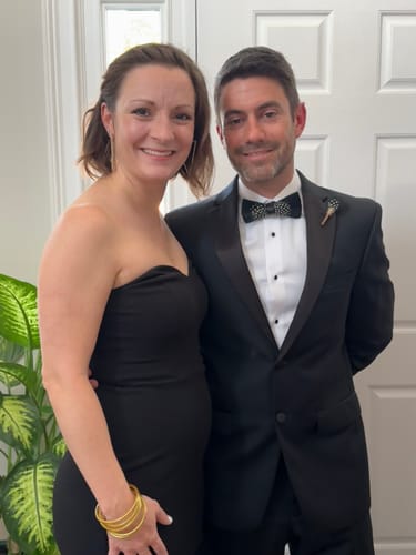 Customer photo review of Quisqueya Black Polka Goose Feather Bow Ties lapel Pin Set