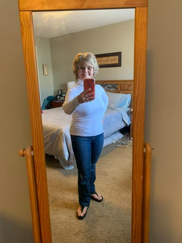Customer photo review of C'est Moi Bamboo Rib Turtleneck (White)