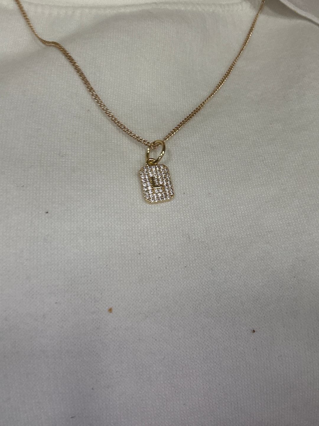 Customer photo review of Mini Tag Initial Charm