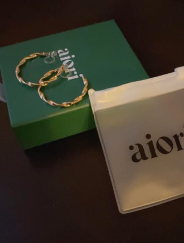 Customer photo review of Wave Hoop Clip On Earrings in Gold