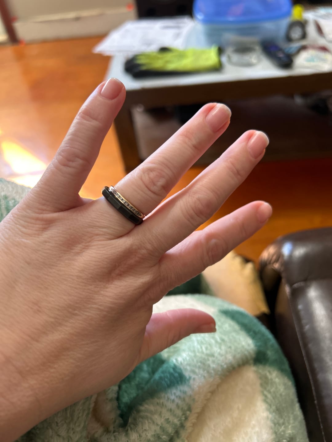 Customer photo review of 3mm Matte Faceted Band