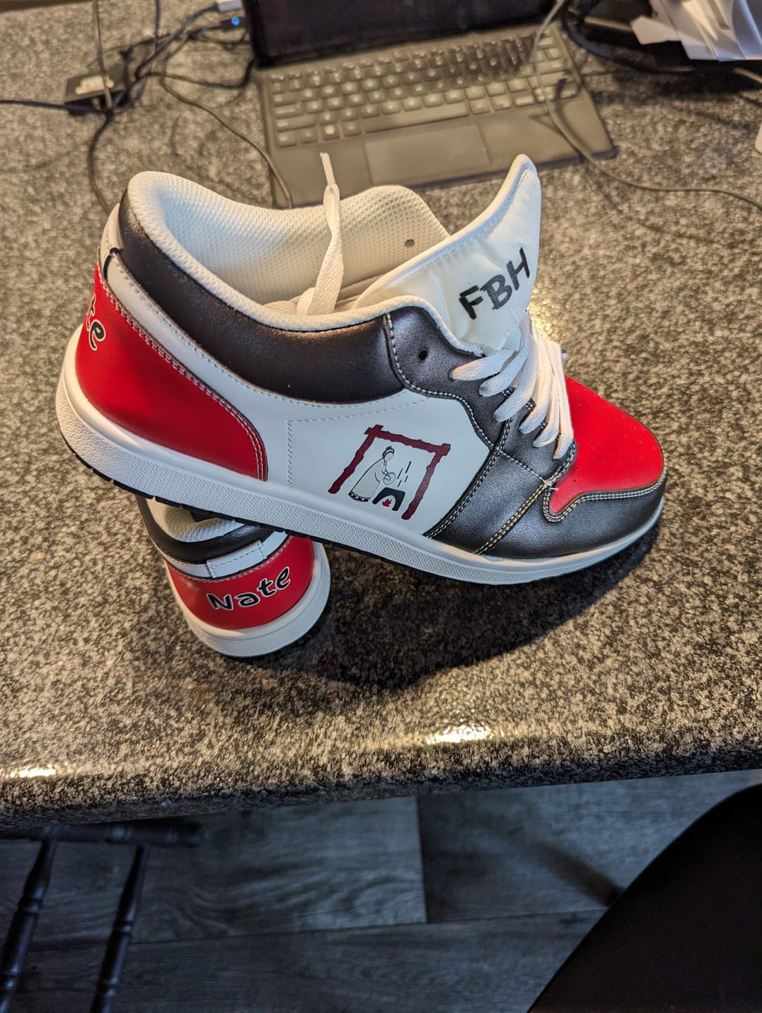Customer photo review of Custom Company Promo Gifts, custom business gifts Personalized Sneakers, Custom Sneakers, Put name or business name on it, AJ1-C03200