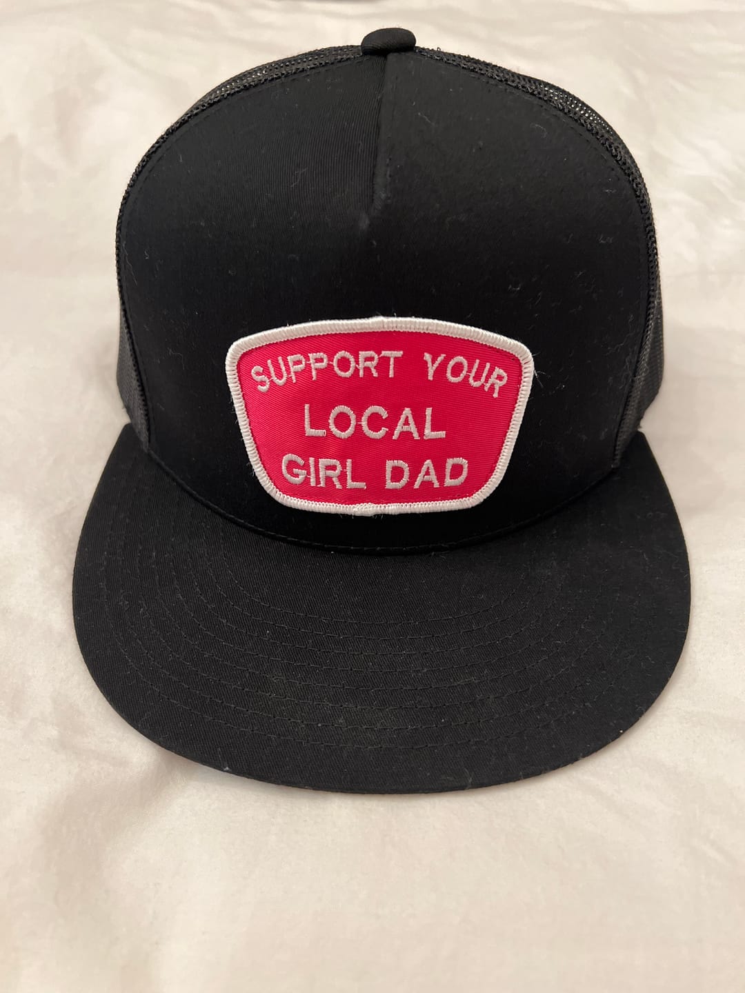 Customer photo review of Support Your Local Girl Dad Flat Bill Trucker