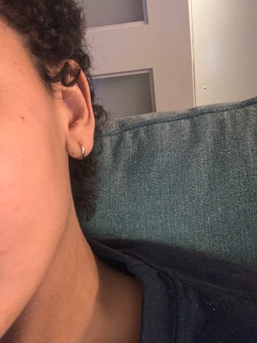 Customer photo review of Mini Everyday Hoops - 14 Karat Gold