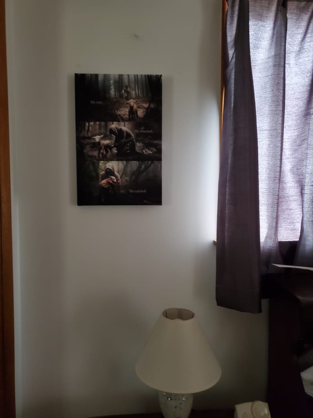 Customer photo review of He Ran, He Rescued, He Carried, Jesus and Lost Sheep, Wall Art Canvas