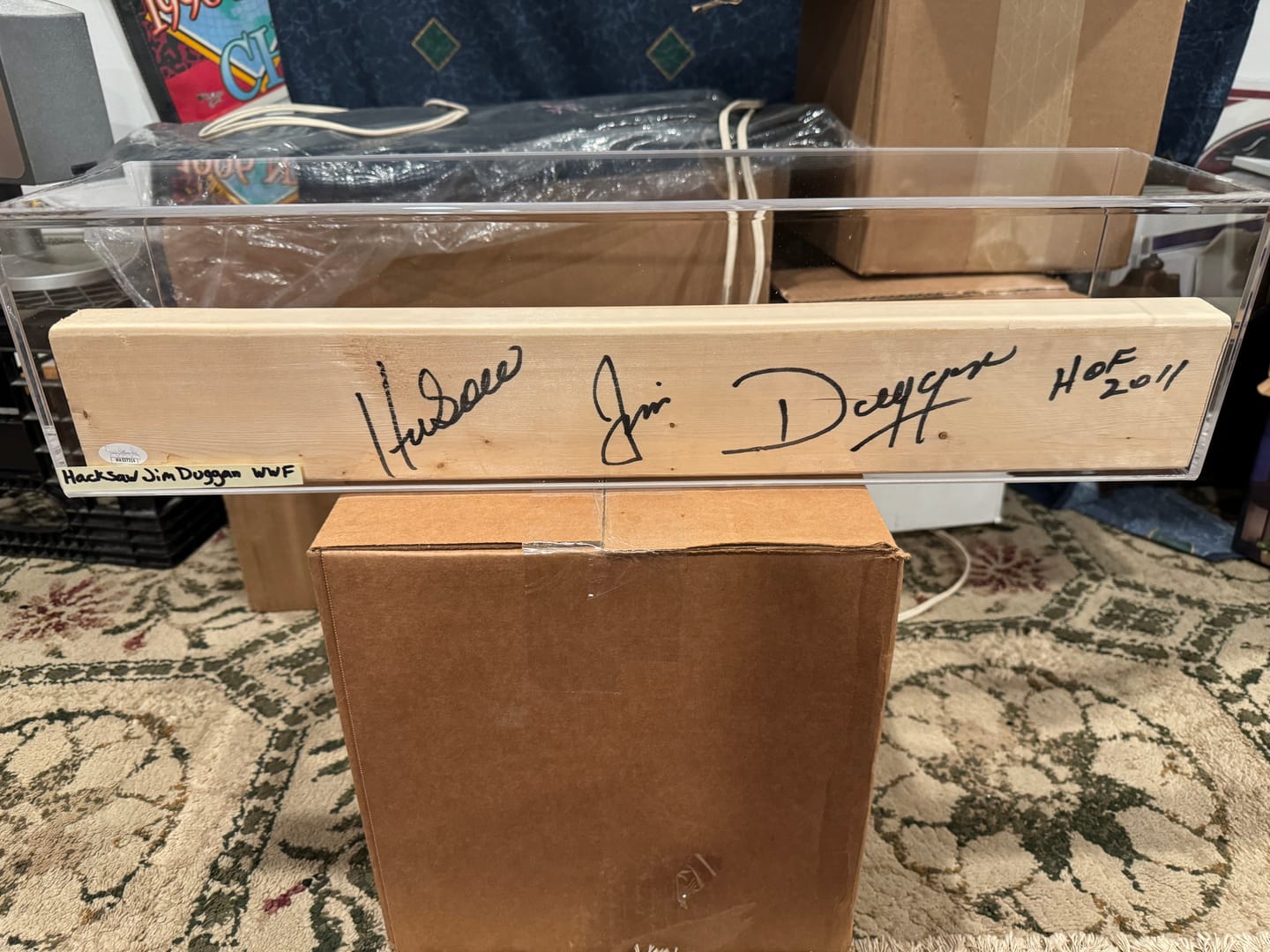 Customer photo review of Versatile Acrylic Display Case with Slide Back and Size Options