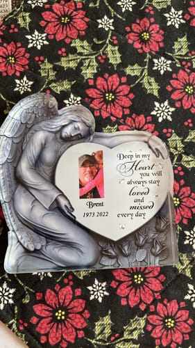 Customer photo review of Personalized Angel Heart Memorial Acrylic Plaque