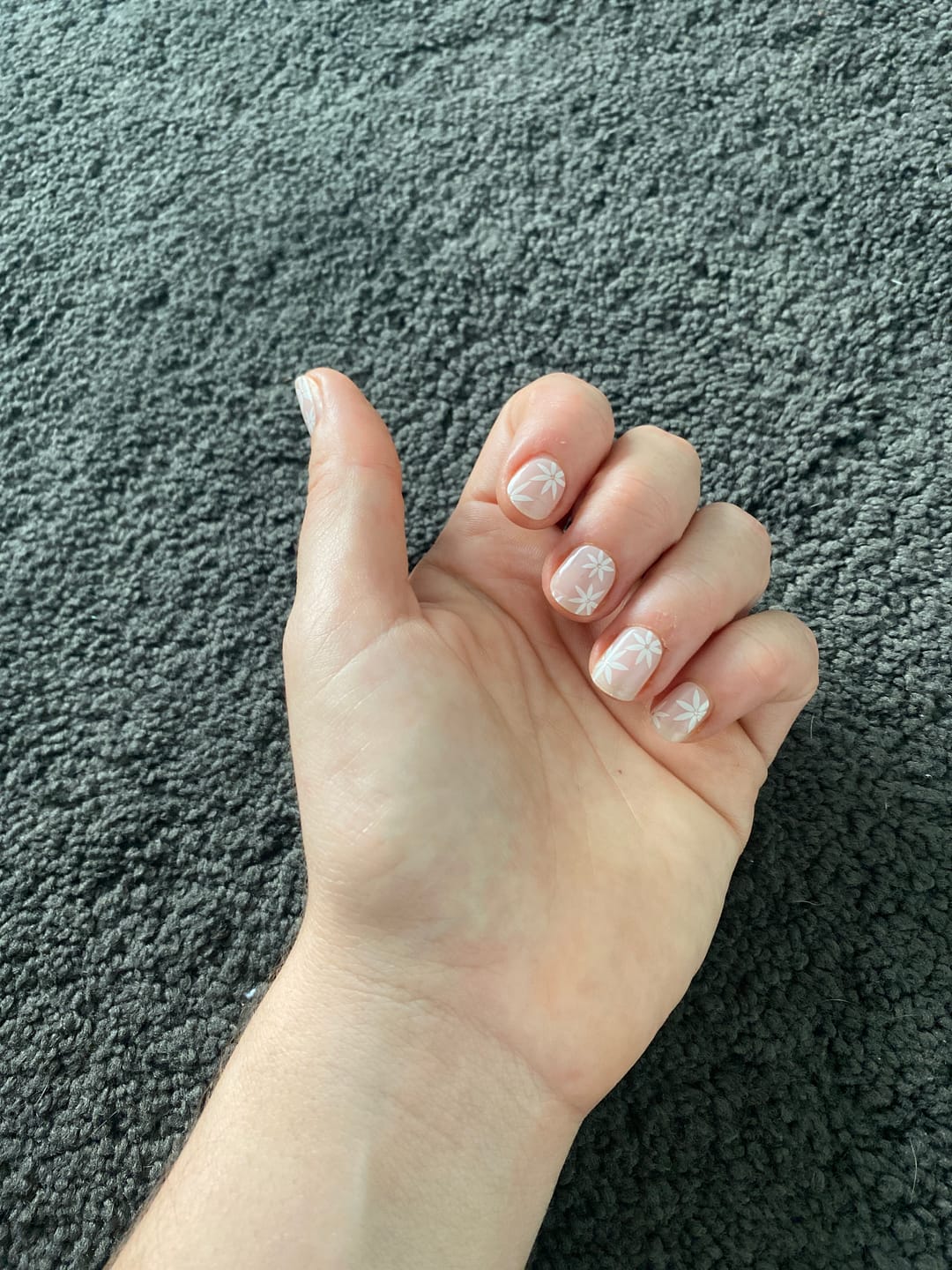 Customer photo review of Pretty Pink Daisies DIY Semicured Gel Nail Sticker Kit