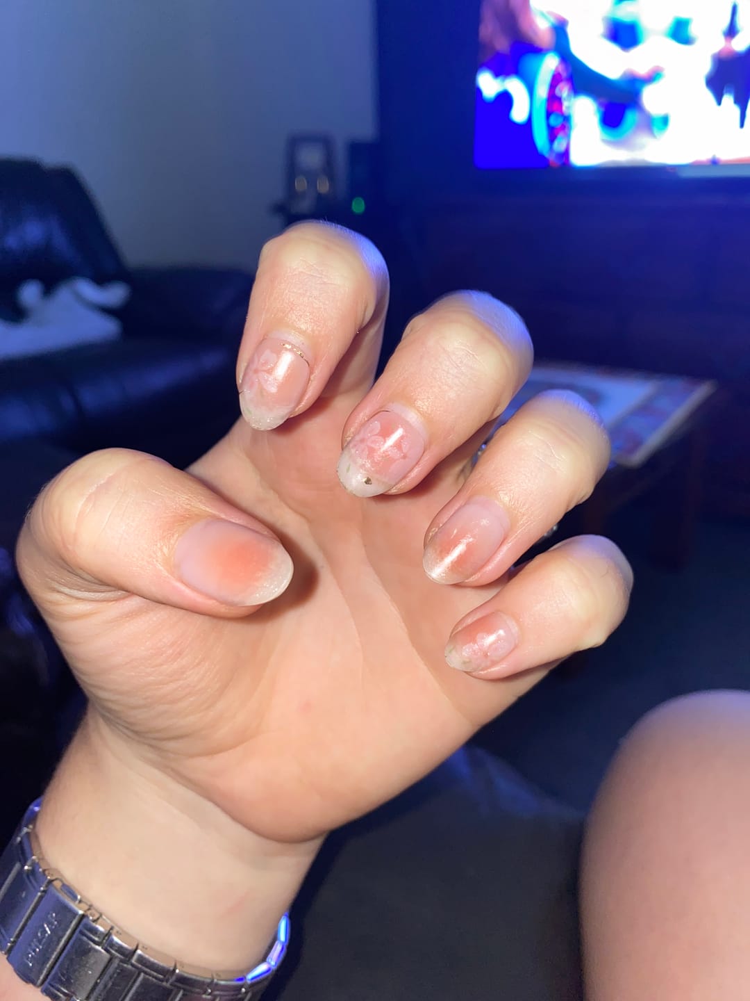 Customer photo review of Blushing Sakura DIY Semicured Gel Nail Sticker Kit (LIMITED EDITION)