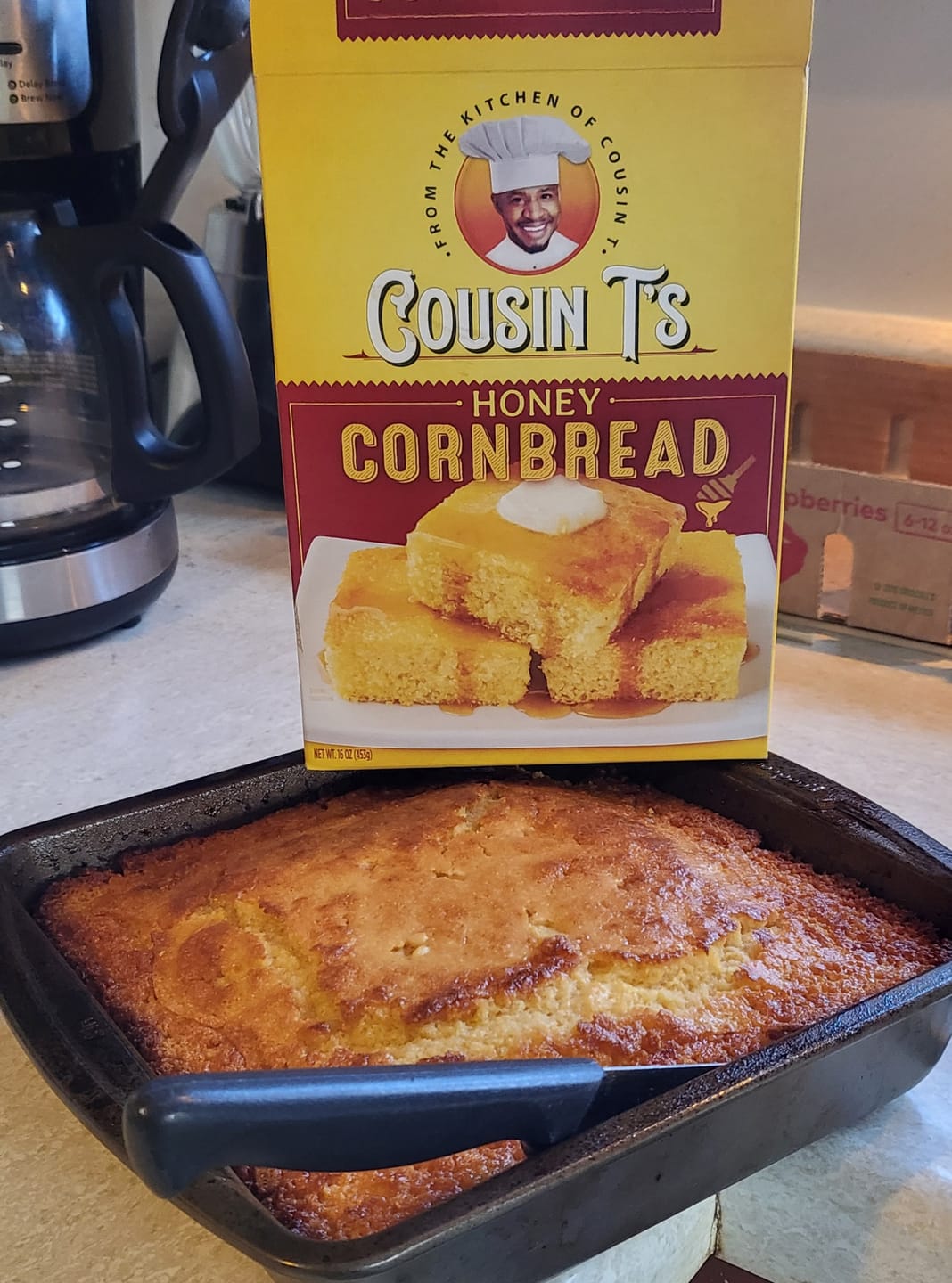 Customer photo review of Cousin T's Gourmet Honey Cornbread Mix
