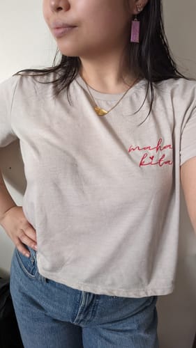 Customer photo review of Mahal Kita Love You Tagalog Embroidered Crop Shirt