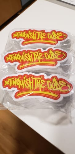 Customer photo review of 200 Custom 3.5" Laminated Vinyl Stickers