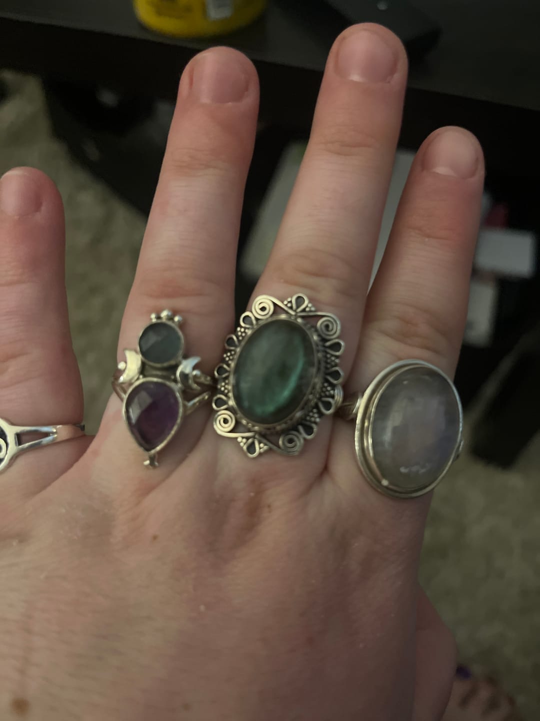 Customer photo review of Aquamarine & Amethyst Stars and Moon Ring