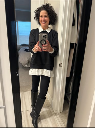 Customer photo review of Faux Sweater Shirt Dress