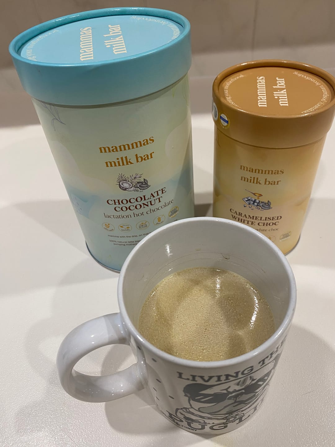 Customer photo review of Lactation Caramelised White Hot Chocolate