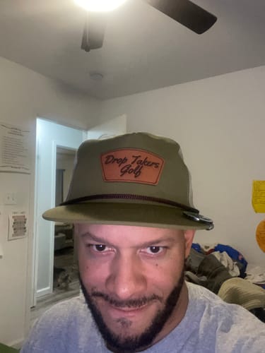 Customer photo review of Custom Leather Patch Perforated Rope Hat