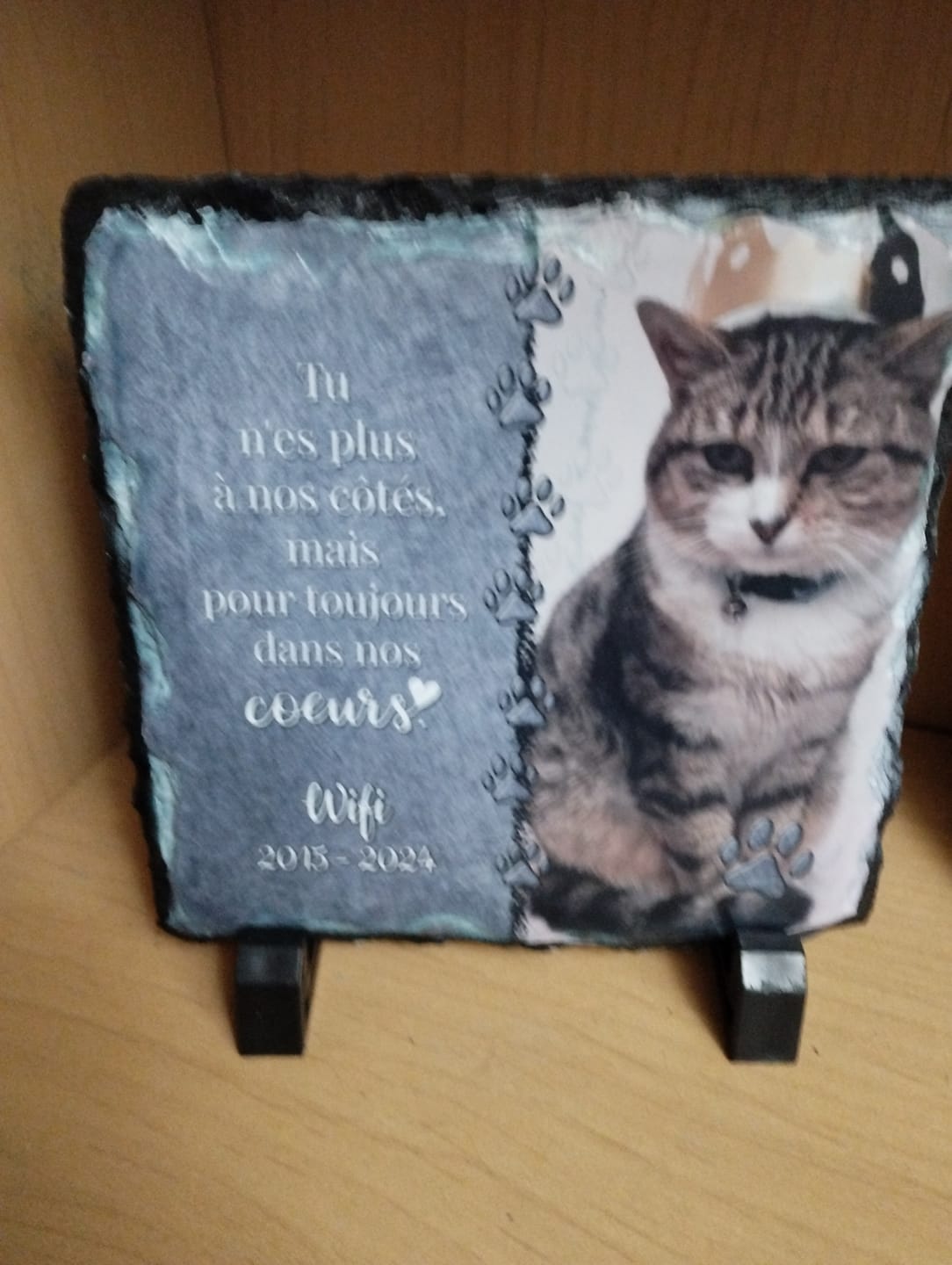 Customer photo review of Toujours dans mon cœur - Plaque d'ardoise personnalisée
