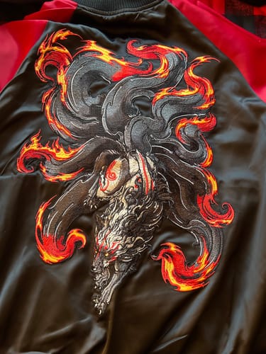 Customer photo review of Fiery Nine Tailed Kitsune Sukajan Jacket