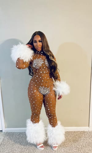 Customer photo review of Icey Heart Diamante Bodysuit(Ready To Ship)