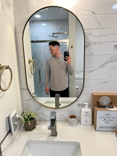 Customer photo review of 021 ESSENTIAL DROP CUT CREWNECK - CEMENT