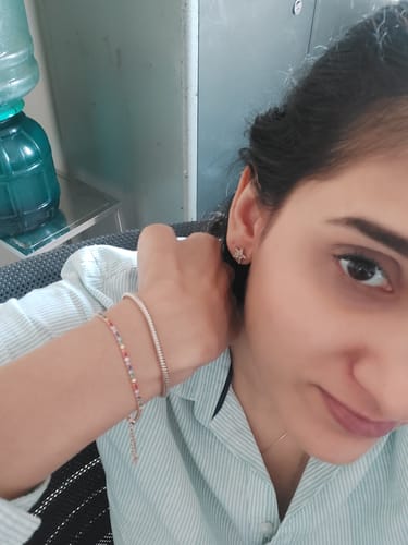 Customer photo review of Rose Gold Celebratory Colours Tennis Bracelet