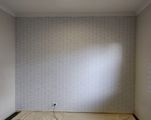 Customer photo review of The Way It Comes Together -  Beige Peel and Stick Removable Wallpaper