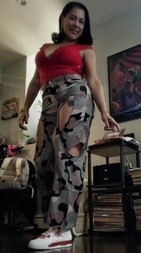 Customer photo review of Camo Cutout Pants