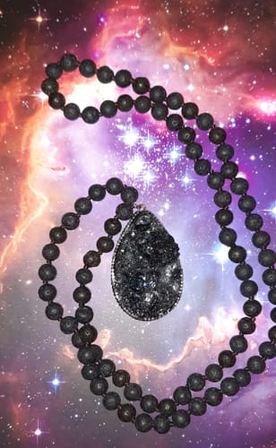 Customer photo review of Gift of Healing - Lava Beads Necklace with Lava Stone Druzy