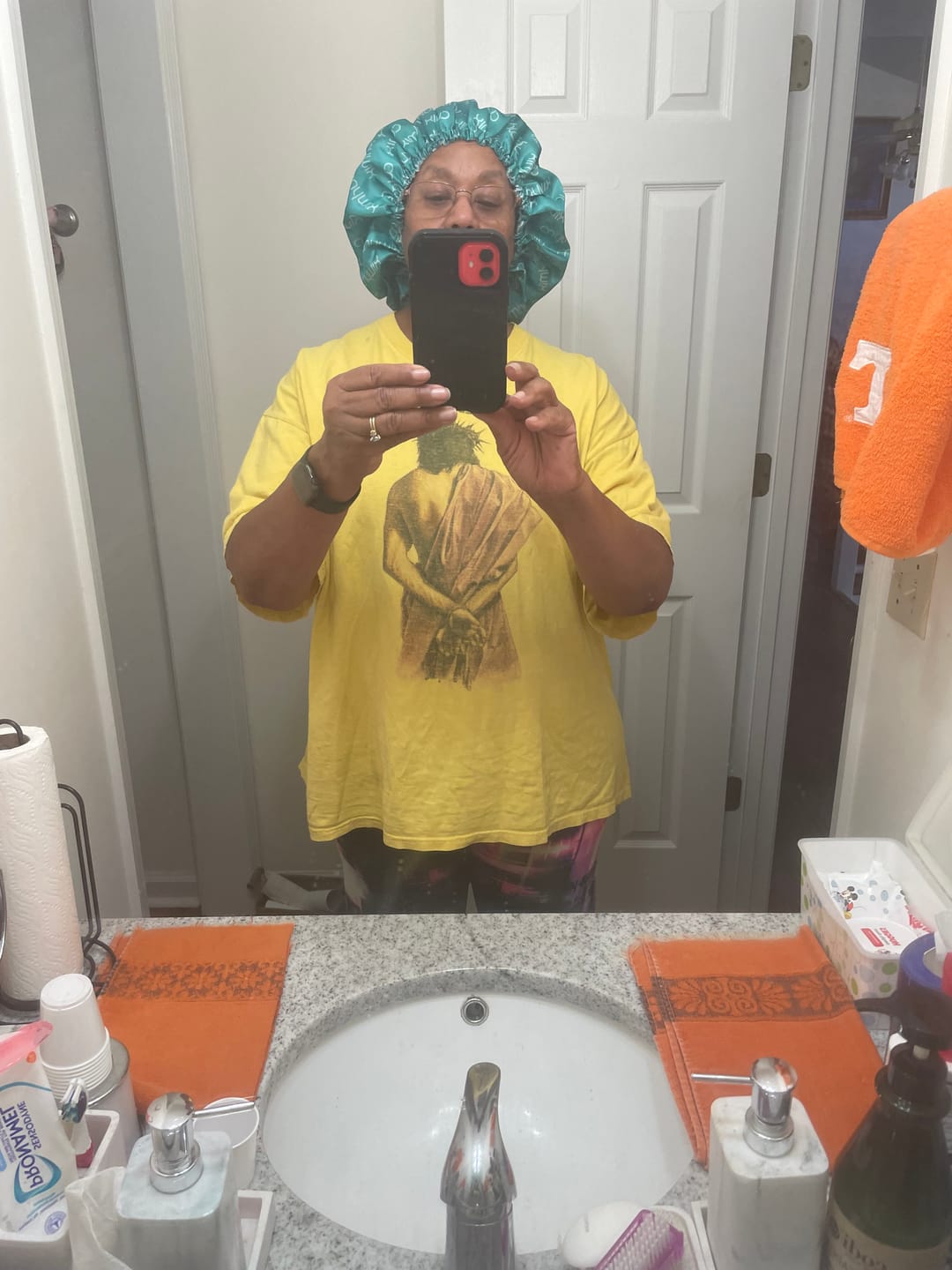 Customer photo review of CurlMix Satin Bonnet 2-in-1 Reversible with Adjustable Drawstring