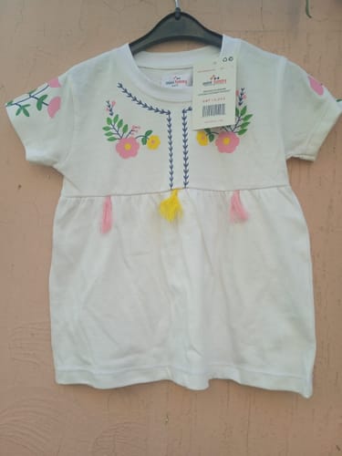 Customer photo review of Girls Soft Cotton Graphic White Frock