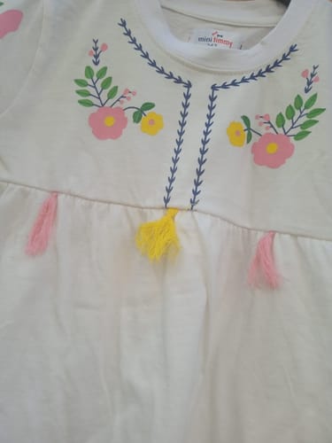 Customer photo review of Girls Soft Cotton Graphic White Frock